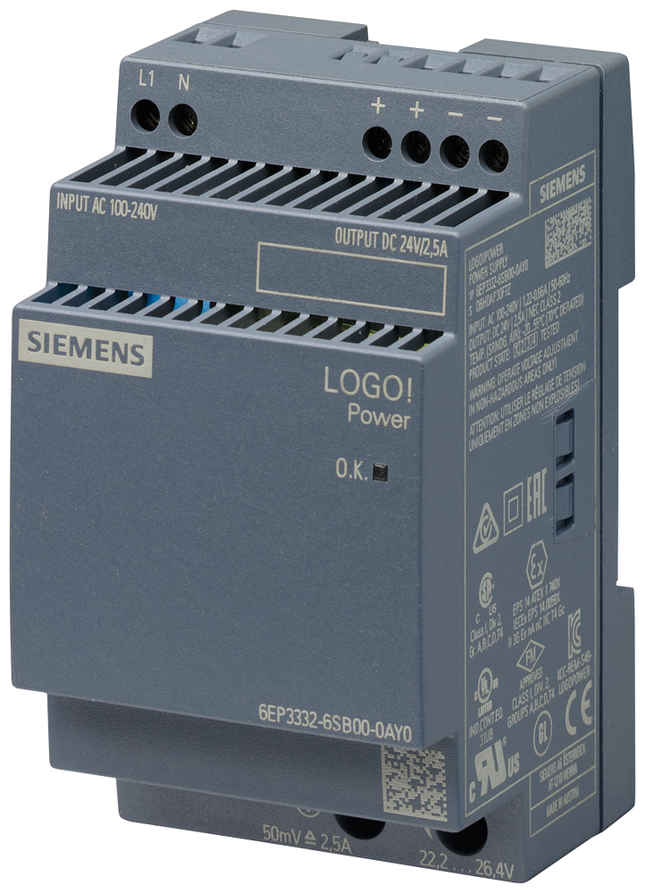 6EP33326SB000AY0 | <tc>Siemens</tc> logo!Power 24 V / 2.5 A