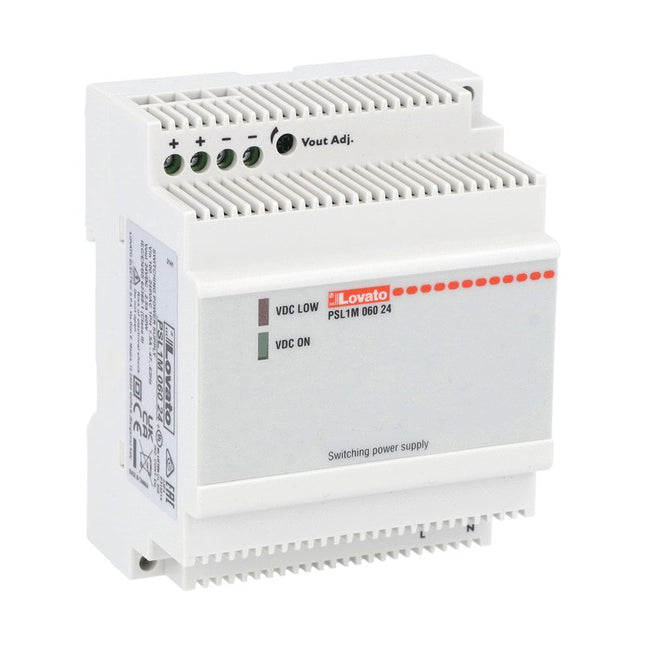 PSL1M06024 | Lovato 24VDC single-phase modular switching power supply. 2.5A/60W